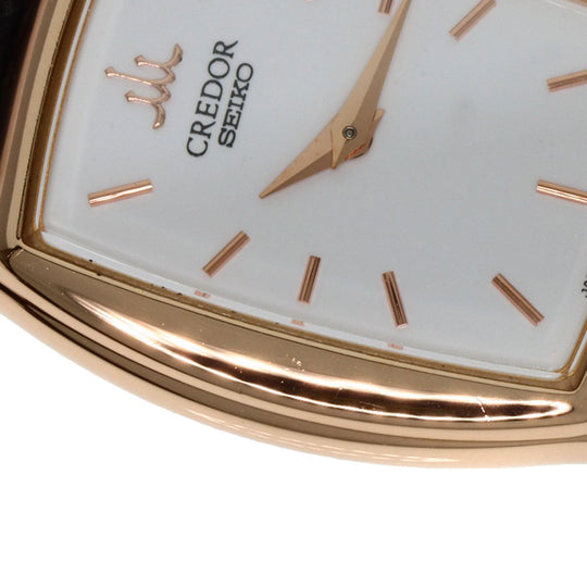 SEIKO Watches Quartz 5A70-3B10 K18PG, leather gold CREDOR white dial Women Used Authentic