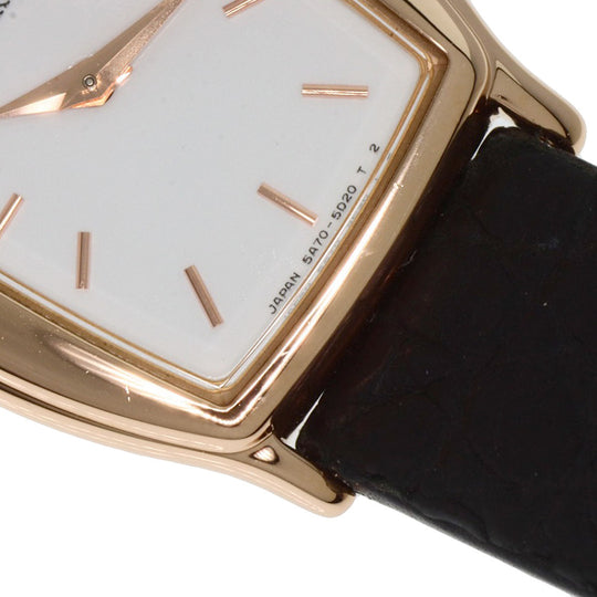 SEIKO Watches Quartz 5A70-3B10 K18PG, leather gold CREDOR white dial Women Used Authentic