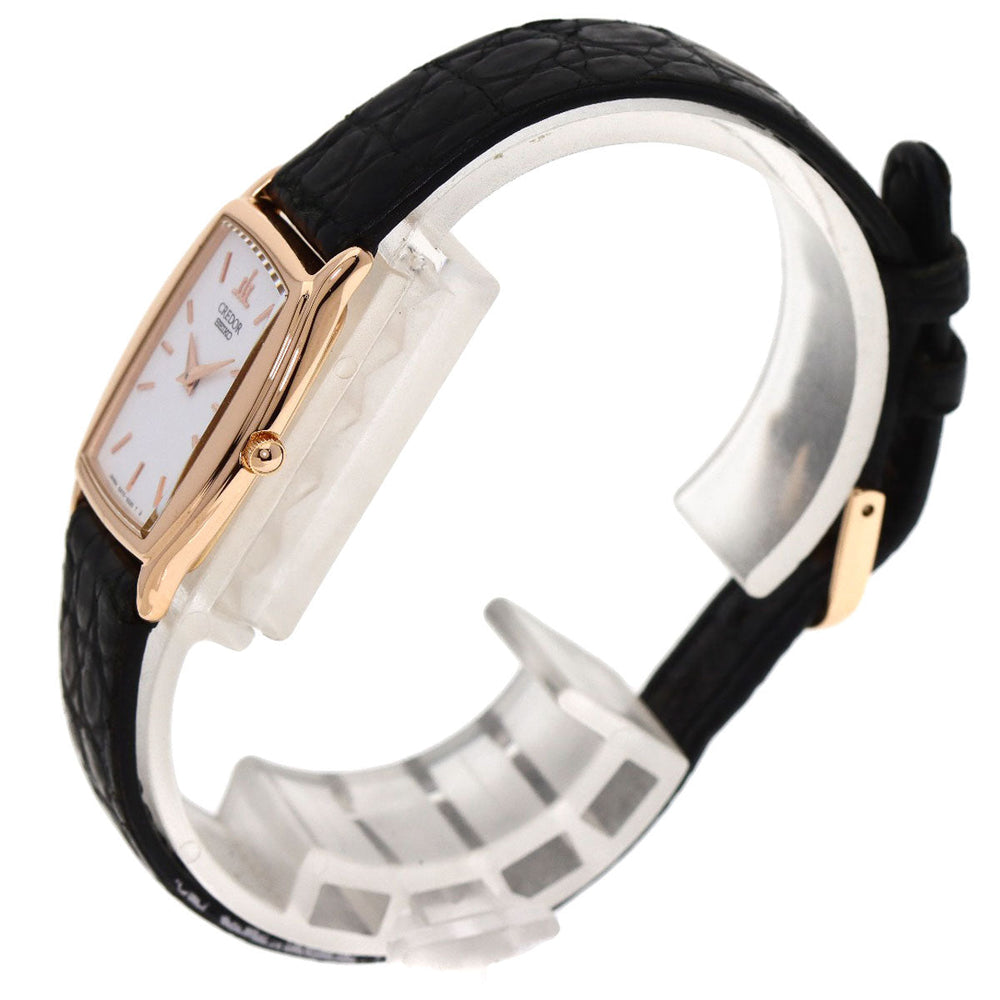 SEIKO Watches Quartz 5A70-3B10 K18PG, leather gold CREDOR white dial Women Used Authentic