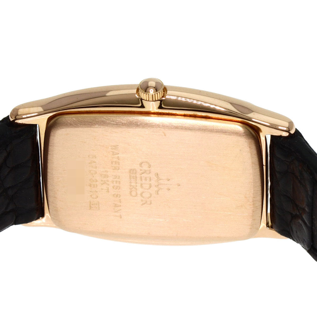 SEIKO Watches Quartz 5A70-3B10 K18PG, leather gold CREDOR white dial Women Used Authentic