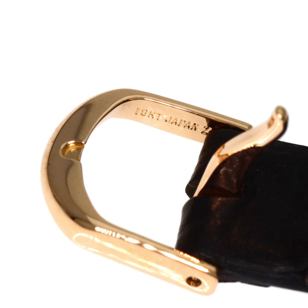 SEIKO Watches Quartz 5A70-3B10 K18PG, leather gold CREDOR white dial Women Used Authentic