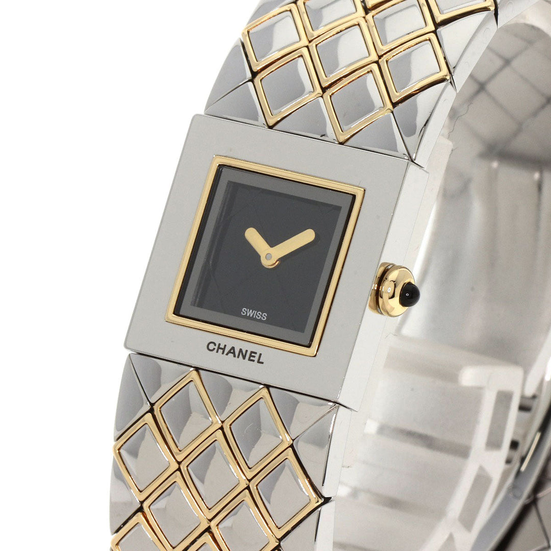 CHANEL Watches Quartz H0475 Stainless Steel , SSxK18YG Silver Matrasse black dial Women Used Authentic