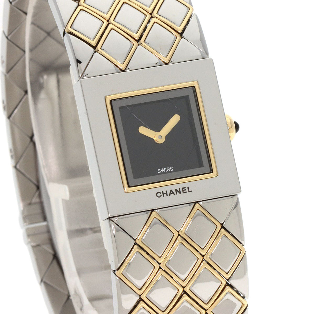 CHANEL Watches Quartz H0475 Stainless Steel , SSxK18YG Silver Matrasse black dial Women Used Authentic