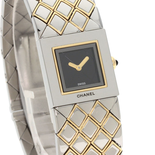 CHANEL Watches Quartz H0475 Stainless Steel , SSxK18YG Silver Matrasse black dial Women Used Authentic