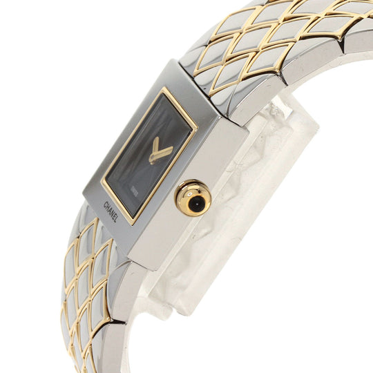 CHANEL Watches Quartz H0475 Stainless Steel , SSxK18YG Silver Matrasse black dial Women Used Authentic