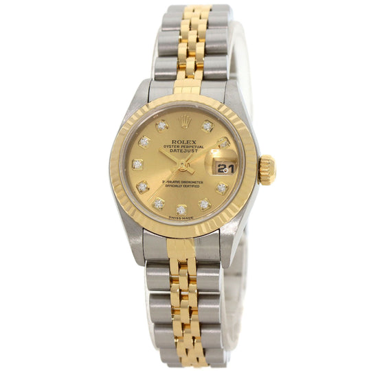 ROLEX Watches Quartz 79173G Stainless Steel , SSxK18YG gold Datejust 10P Diamond Champagne Gold dial Women Used Authentic