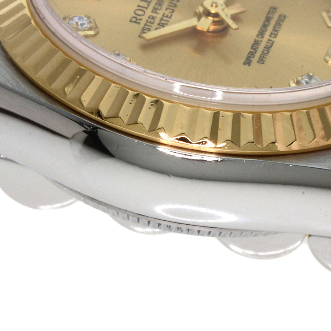 ROLEX Watches Quartz 79173G Stainless Steel , SSxK18YG gold Datejust 10P Diamond Champagne Gold dial Women Used Authentic