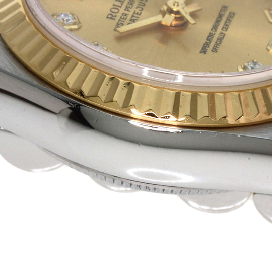 ROLEX Watches Quartz 79173G Stainless Steel , SSxK18YG gold Datejust 10P Diamond Champagne Gold dial Women Used Authentic