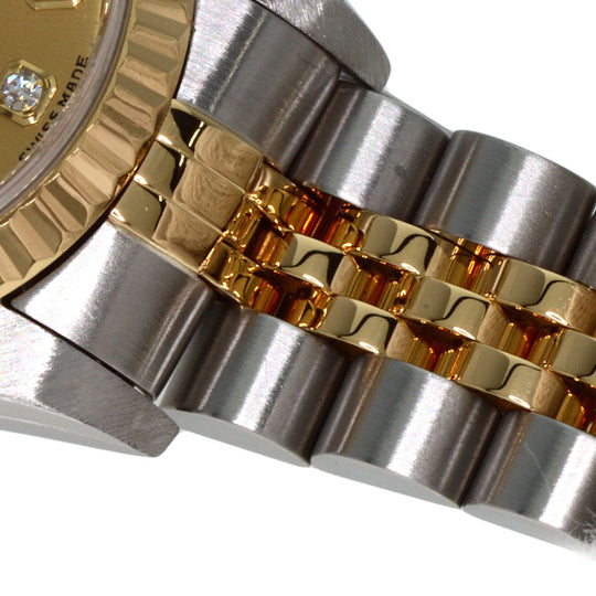 ROLEX Watches Quartz 79173G Stainless Steel , SSxK18YG gold Datejust 10P Diamond Champagne Gold dial Women Used Authentic