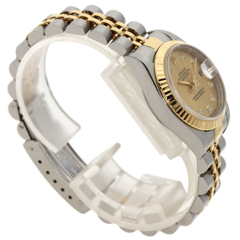 ROLEX Watches Quartz 79173G Stainless Steel , SSxK18YG gold Datejust 10P Diamond Champagne Gold dial Women Used Authentic