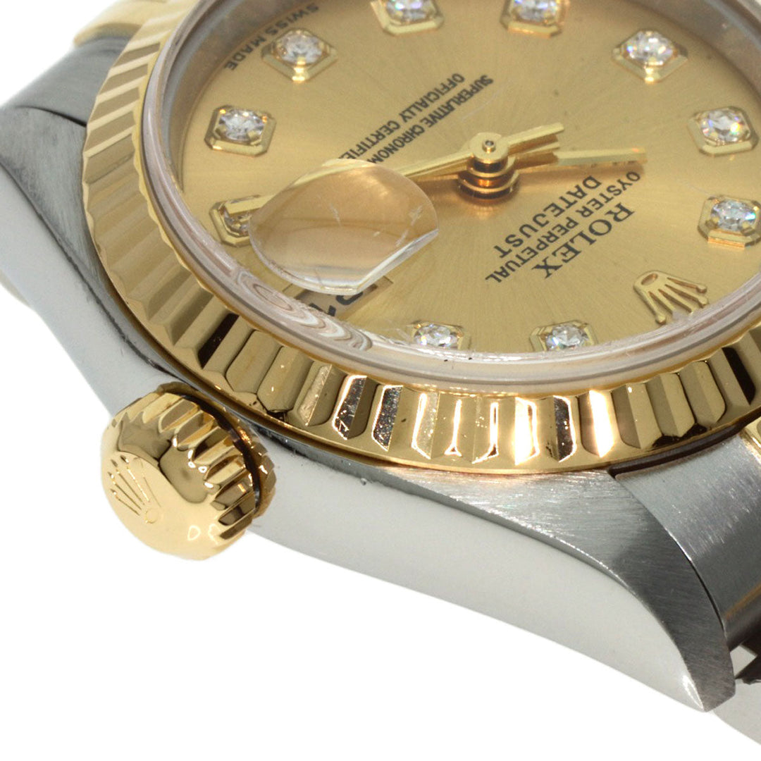 ROLEX Watches Quartz 79173G Stainless Steel , SSxK18YG gold Datejust 10P Diamond Champagne Gold dial Women Used Authentic