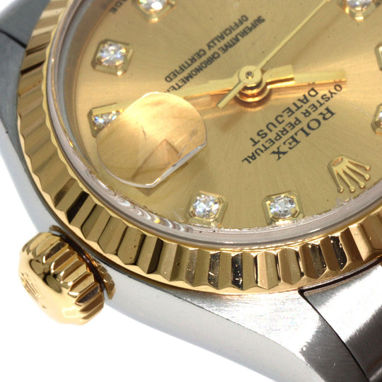 ROLEX Watches Quartz 79173G Stainless Steel , SSxK18YG gold Datejust 10P Diamond Champagne Gold dial Women Used Authentic