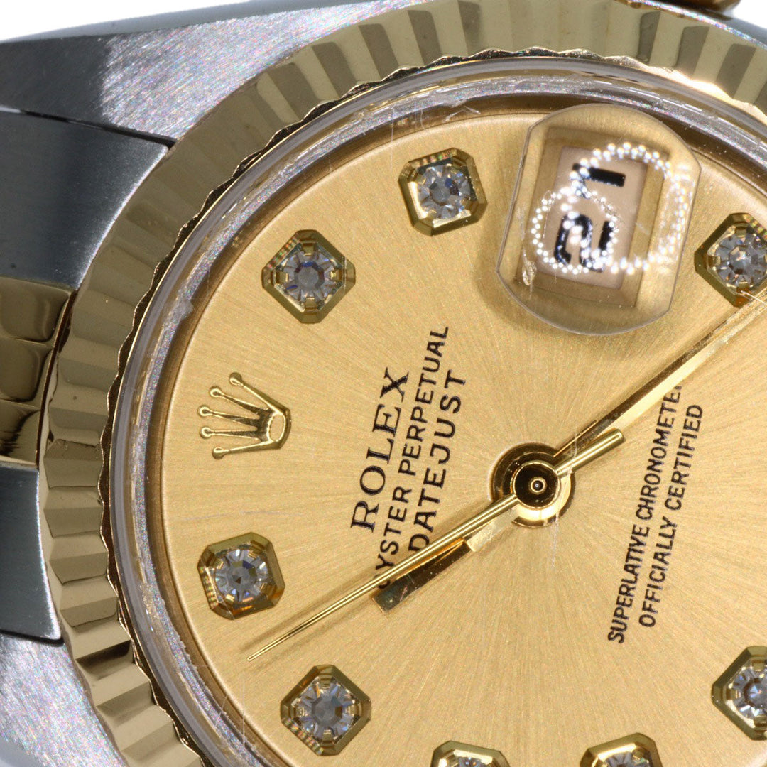 ROLEX Watches Quartz 79173G Stainless Steel , SSxK18YG gold Datejust 10P Diamond Champagne Gold dial Women Used Authentic