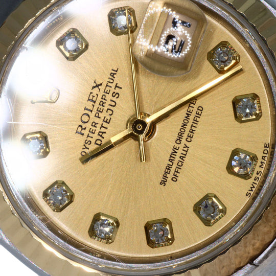 ROLEX Watches Quartz 79173G Stainless Steel , SSxK18YG gold Datejust 10P Diamond Champagne Gold dial Women Used Authentic