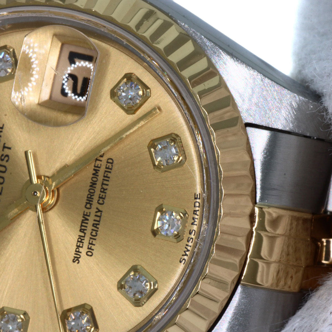 ROLEX Watches Quartz 79173G Stainless Steel , SSxK18YG gold Datejust 10P Diamond Champagne Gold dial Women Used Authentic