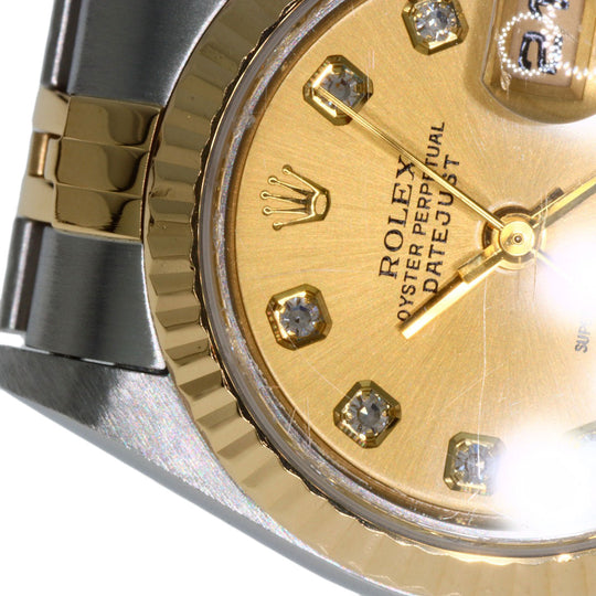 ROLEX Watches Quartz 79173G Stainless Steel , SSxK18YG gold Datejust 10P Diamond Champagne Gold dial Women Used Authentic