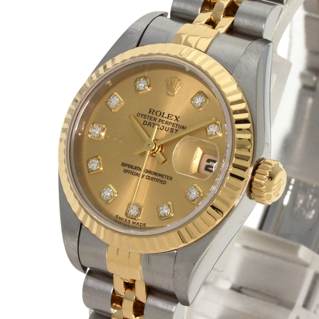 ROLEX Watches Quartz 79173G Stainless Steel , SSxK18YG gold Datejust 10P Diamond Champagne Gold dial Women Used Authentic