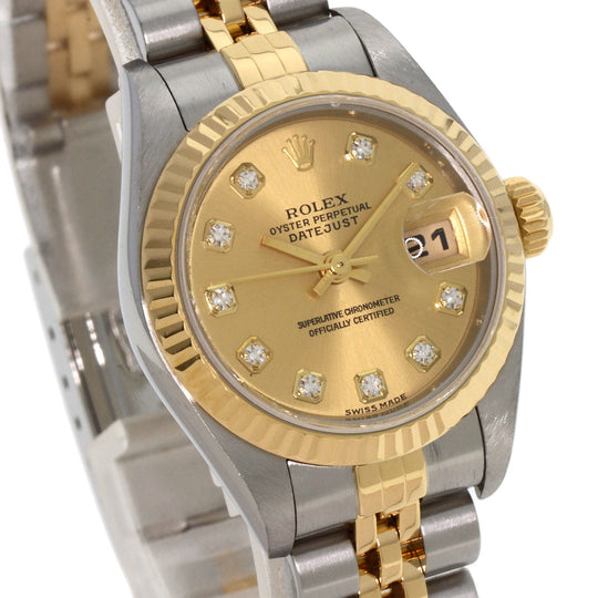ROLEX Watches Quartz 79173G Stainless Steel , SSxK18YG gold Datejust 10P Diamond Champagne Gold dial Women Used Authentic
