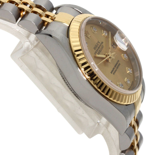 ROLEX Watches Quartz 79173G Stainless Steel , SSxK18YG gold Datejust 10P Diamond Champagne Gold dial Women Used Authentic