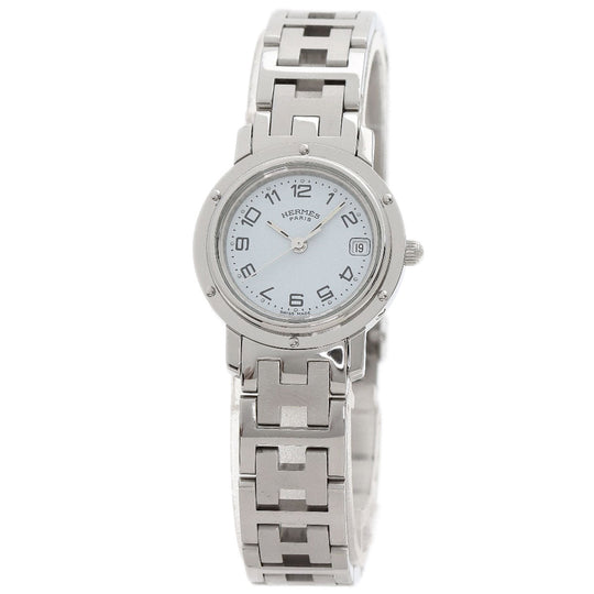 HERMES Watches Quartz CL4.210 Stainless Steel , Stainless Steel Silver Clipper white dial Women Used Authentic