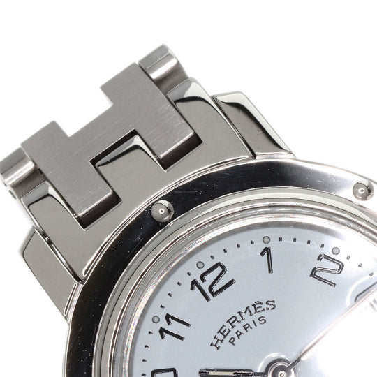 HERMES Watches Quartz CL4.210 Stainless Steel , Stainless Steel Silver Clipper white dial Women Used Authentic