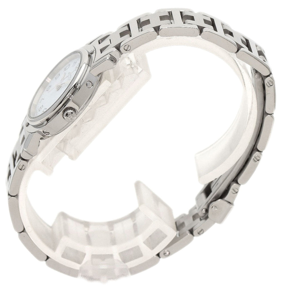 HERMES Watches Quartz CL4.210 Stainless Steel , Stainless Steel Silver Clipper white dial Women Used Authentic
