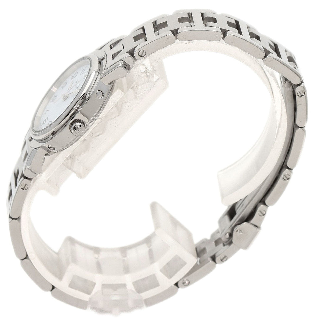 HERMES Watches Quartz CL4.210 Stainless Steel , Stainless Steel Silver Clipper white dial Women Used Authentic