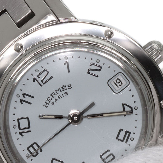 HERMES Watches Quartz CL4.210 Stainless Steel , Stainless Steel Silver Clipper white dial Women Used Authentic