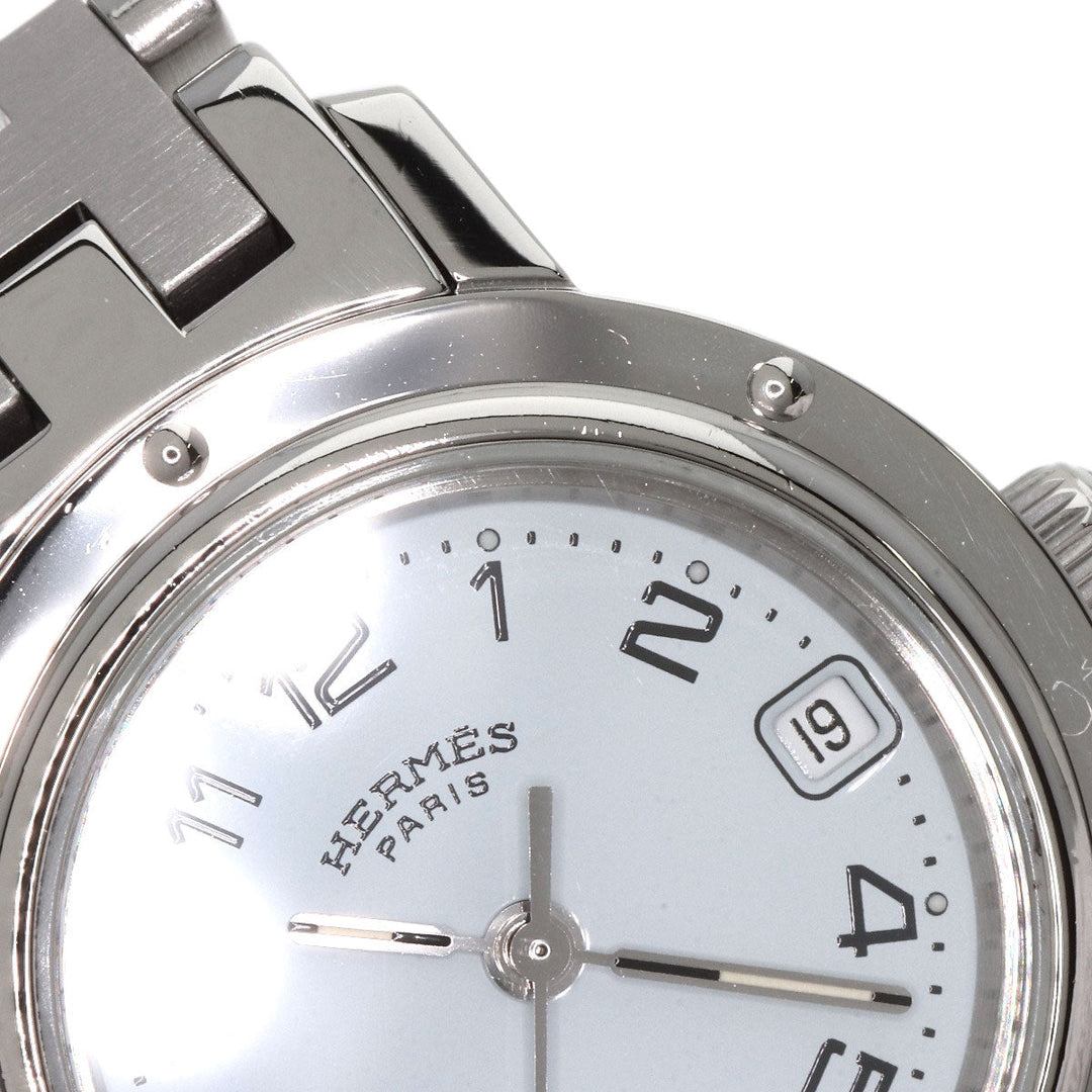 HERMES Watches Quartz CL4.210 Stainless Steel , Stainless Steel Silver Clipper white dial Women Used Authentic