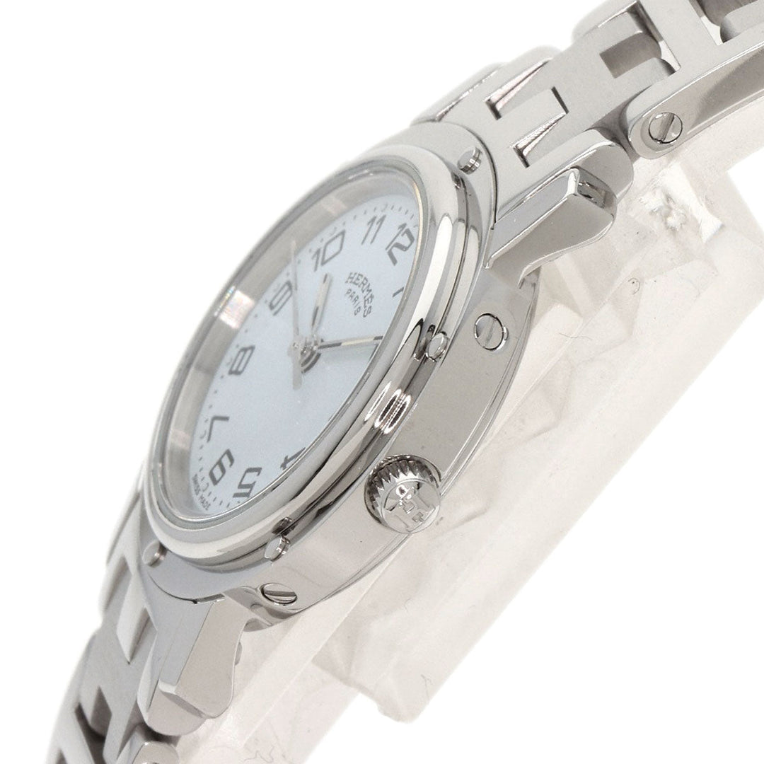HERMES Watches Quartz CL4.210 Stainless Steel , Stainless Steel Silver Clipper white dial Women Used Authentic