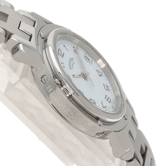 HERMES Watches Quartz CL4.210 Stainless Steel , Stainless Steel Silver Clipper white dial Women Used Authentic