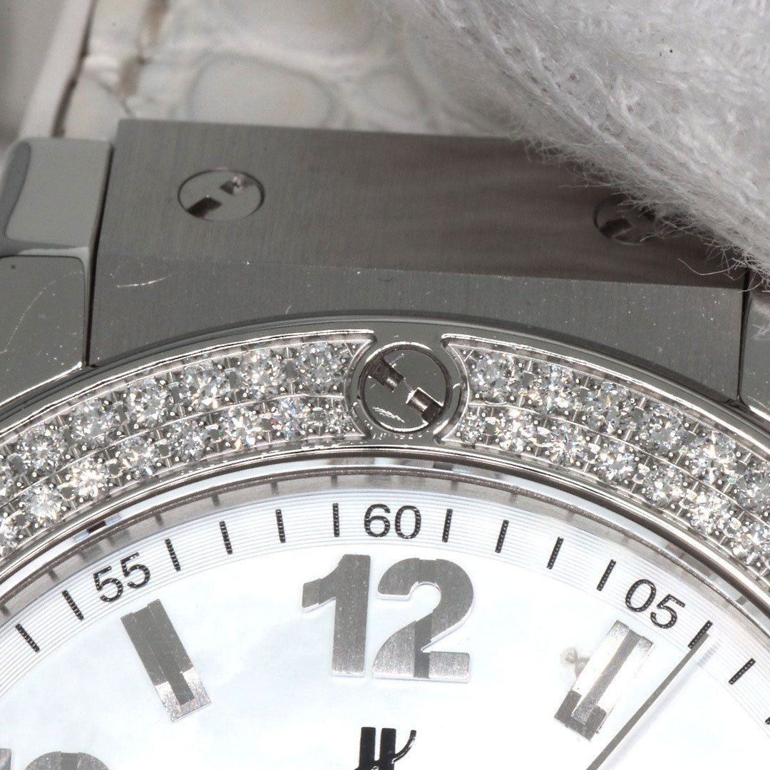 HUBLOT Watches Quartz 361.SE.6010.RW.1104 Stainless Steel, Rubber x Leather, Diamond Silver Big Bang All White Mother of Pearl White shell dial Women Used Authentic