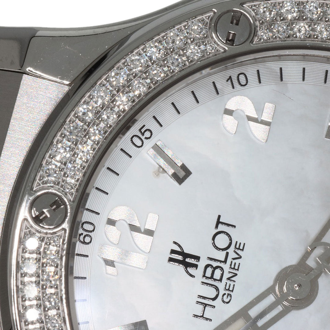 HUBLOT Watches Quartz 361.SE.6010.RW.1104 Stainless Steel, Rubber x Leather, Diamond Silver Big Bang All White Mother of Pearl White shell dial Women Used Authentic
