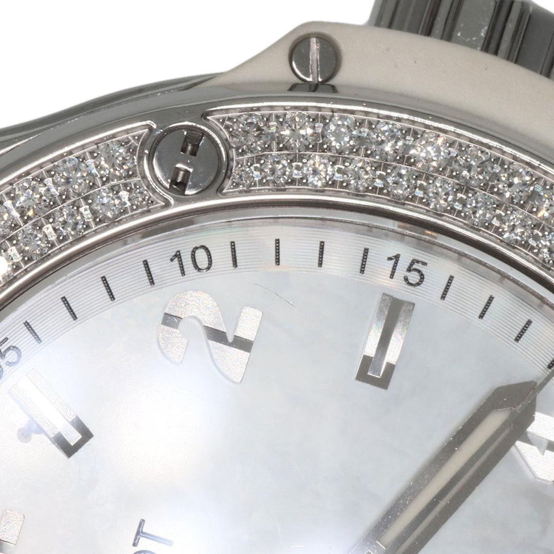 HUBLOT Watches Quartz 361.SE.6010.RW.1104 Stainless Steel, Rubber x Leather, Diamond Silver Big Bang All White Mother of Pearl White shell dial Women Used Authentic