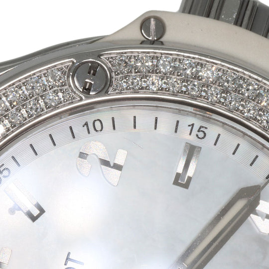 HUBLOT Watches Quartz 361.SE.6010.RW.1104 Stainless Steel, Rubber x Leather, Diamond Silver Big Bang All White Mother of Pearl White shell dial Women Used Authentic