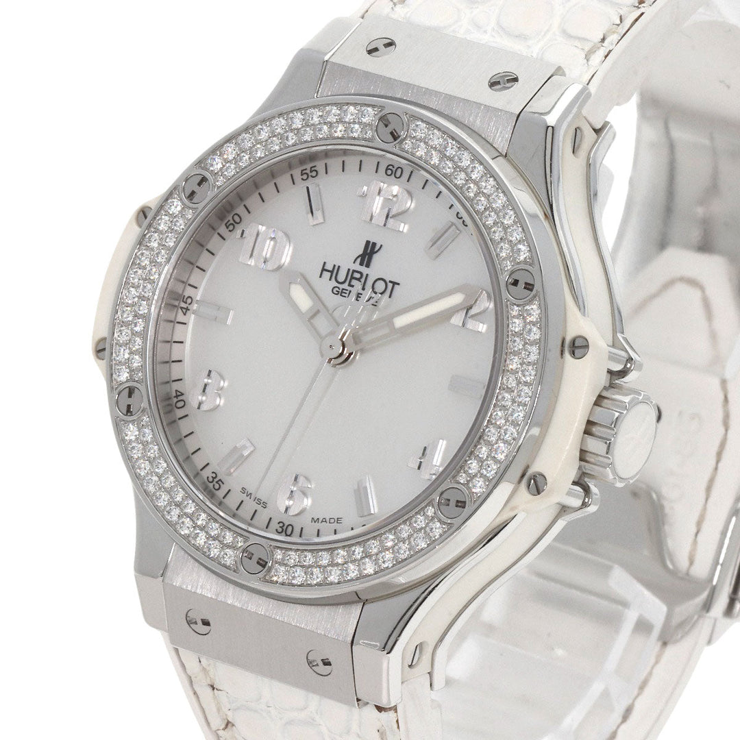 HUBLOT Watches Quartz 361.SE.6010.RW.1104 Stainless Steel, Rubber x Leather, Diamond Silver Big Bang All White Mother of Pearl White shell dial Women Used Authentic