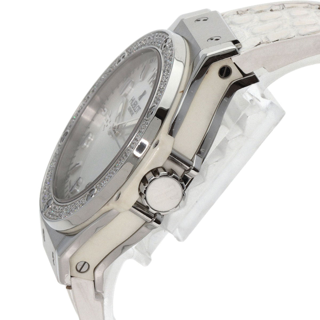 HUBLOT Watches Quartz 361.SE.6010.RW.1104 Stainless Steel, Rubber x Leather, Diamond Silver Big Bang All White Mother of Pearl White shell dial Women Used Authentic