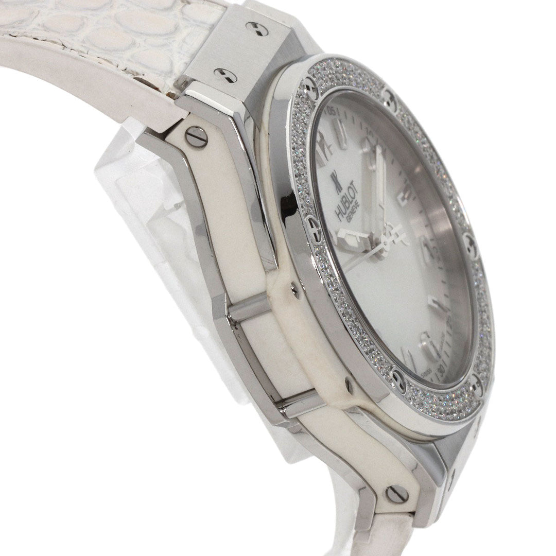 HUBLOT Watches Quartz 361.SE.6010.RW.1104 Stainless Steel, Rubber x Leather, Diamond Silver Big Bang All White Mother of Pearl White shell dial Women Used Authentic