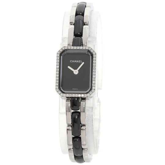 CHANEL Watches Quartz H2163 Stainless Steel , Stainless Steel Silver Premier Bezel Diamond black dial Women Used Authentic