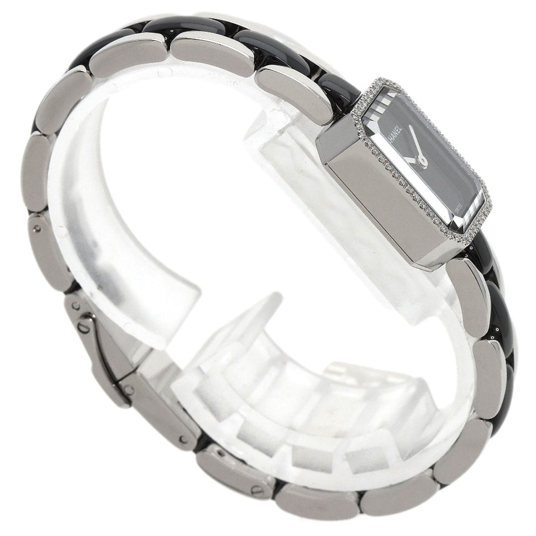 CHANEL Watches Quartz H2163 Stainless Steel , Stainless Steel Silver Premier Bezel Diamond black dial Women Used Authentic