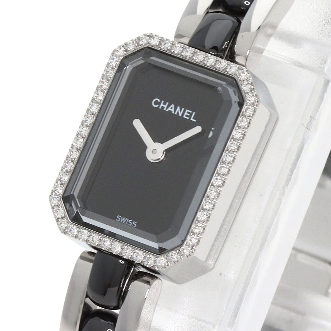 CHANEL Watches Quartz H2163 Stainless Steel , Stainless Steel Silver Premier Bezel Diamond black dial Women Used Authentic