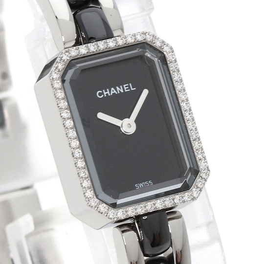 CHANEL Watches Quartz H2163 Stainless Steel , Stainless Steel Silver Premier Bezel Diamond black dial Women Used Authentic