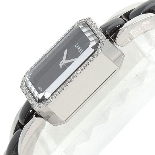 CHANEL Watches Quartz H2163 Stainless Steel , Stainless Steel Silver Premier Bezel Diamond black dial Women Used Authentic