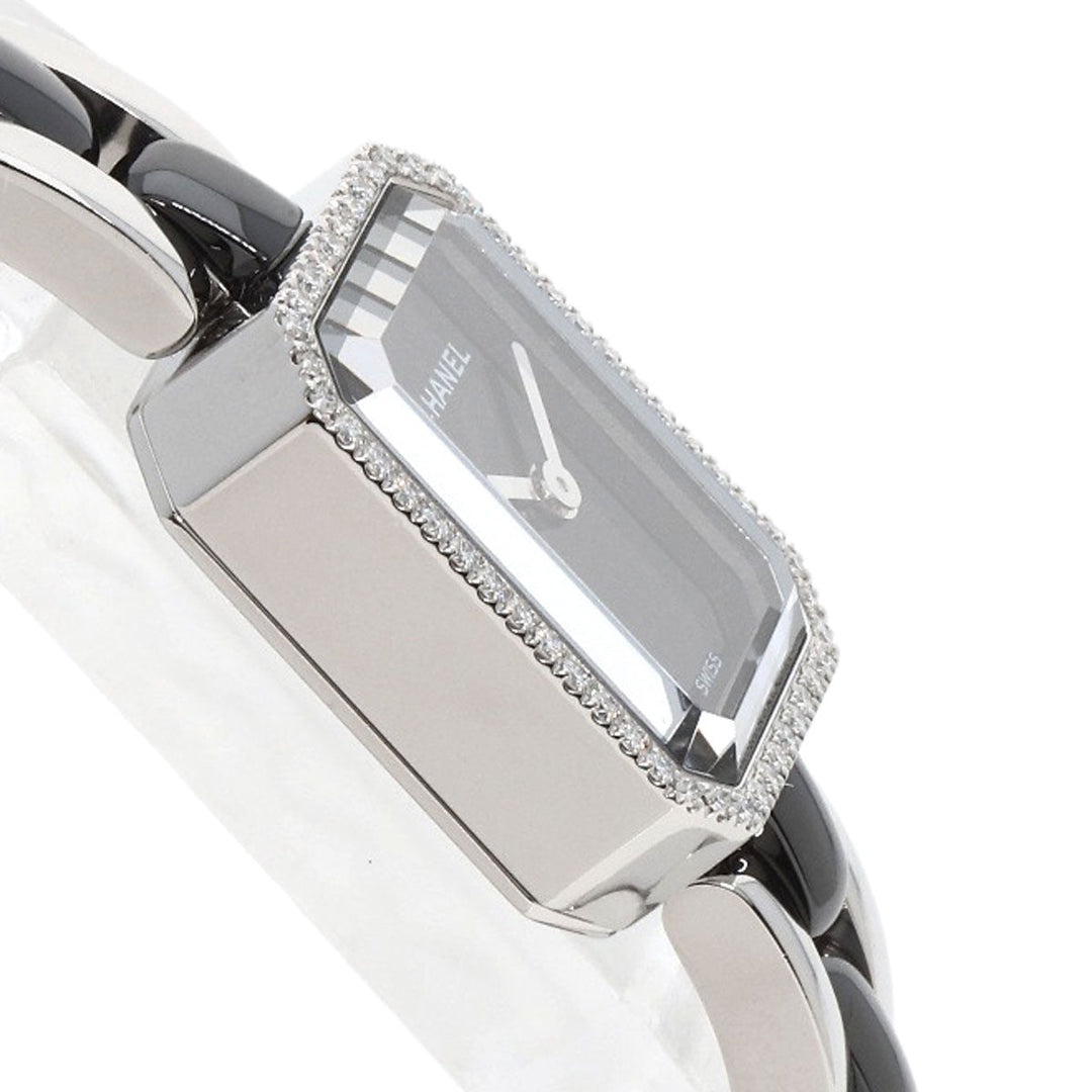 CHANEL Watches Quartz H2163 Stainless Steel , Stainless Steel Silver Premier Bezel Diamond black dial Women Used Authentic