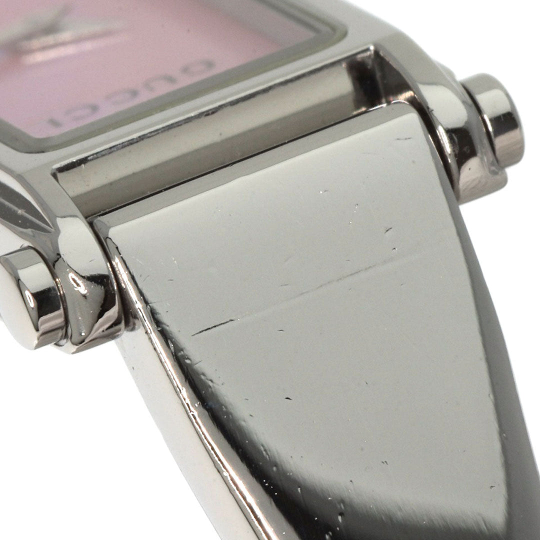 GUCCI Watches Quartz 1500L Stainless Steel , Stainless Steel Silver Square face Pink shell dial Women Used Authentic