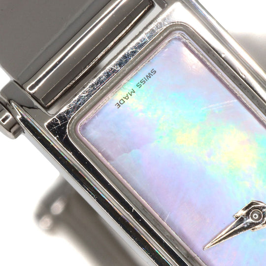 GUCCI Watches Quartz 1500L Stainless Steel , Stainless Steel Silver Square face Pink shell dial Women Used Authentic