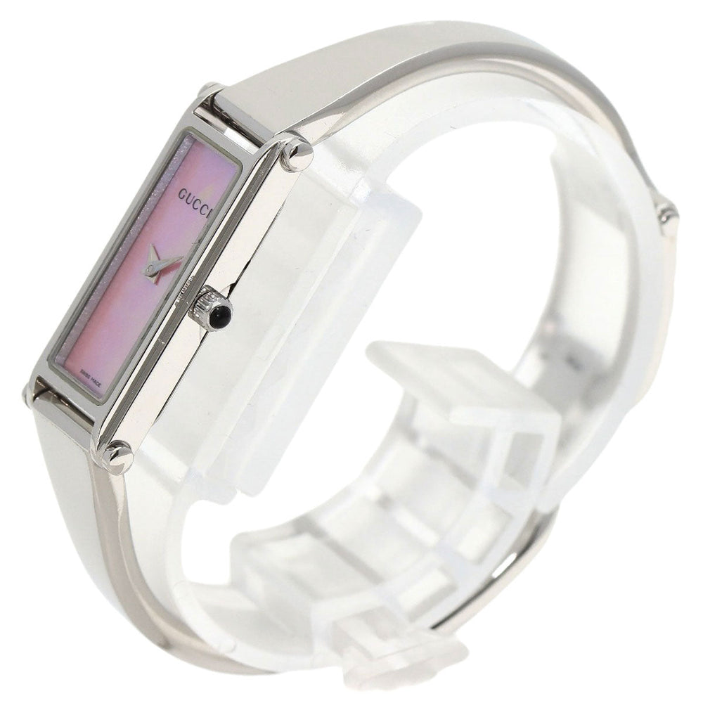 GUCCI Watches Quartz 1500L Stainless Steel , Stainless Steel Silver Square face Pink shell dial Women Used Authentic