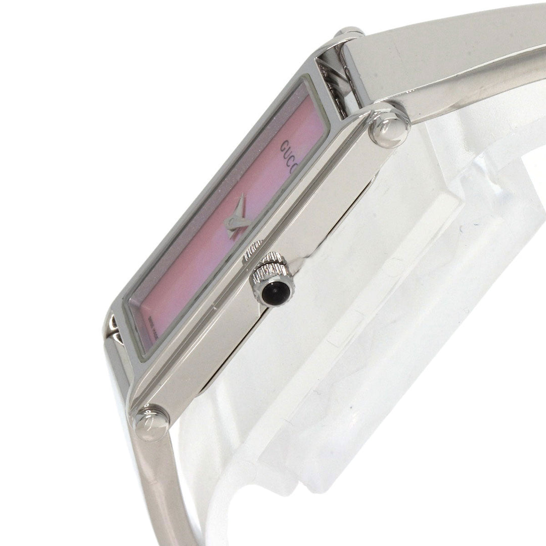GUCCI Watches Quartz 1500L Stainless Steel , Stainless Steel Silver Square face Pink shell dial Women Used Authentic