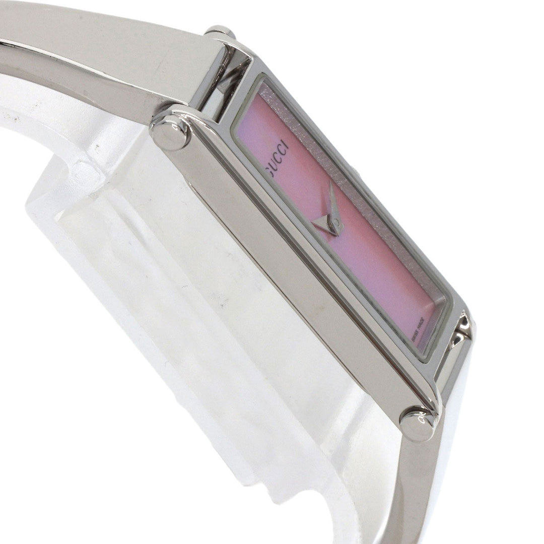 GUCCI Watches Quartz 1500L Stainless Steel , Stainless Steel Silver Square face Pink shell dial Women Used Authentic