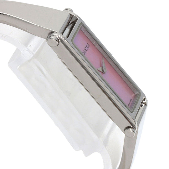 GUCCI Watches Quartz 1500L Stainless Steel , Stainless Steel Silver Square face Pink shell dial Women Used Authentic